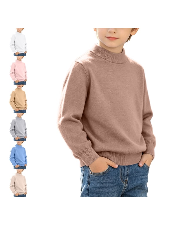 Boys And Girls Knit Sweater Half Turtleneck Long Sleeve Pullover Winter Essentials Casual Tops White Size 12M