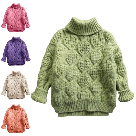 Crunowin Boys And Girls Long Sleeve Knit Sweater Round Neck Warm Everyday Wear Solid Color Kids Casual Tops Hot Pink Size 2T