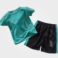 thumbnail image 1 of Crunowin Boys And Girls Outfit Sets Breathable T-shirt Quick-Dry Short Sleeve Round Neck and Elastic Waist Shorts Sporty Wear Green Size 5T, 1 of 5
