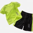 thumbnail image 1 of Crunowin Boys And Girls Outfit Sets Breathable T-shirt Quick-Dry Short Sleeve Round Neck and Elastic Waist Shorts Sporty Wear Yellow Size 5T, 1 of 2