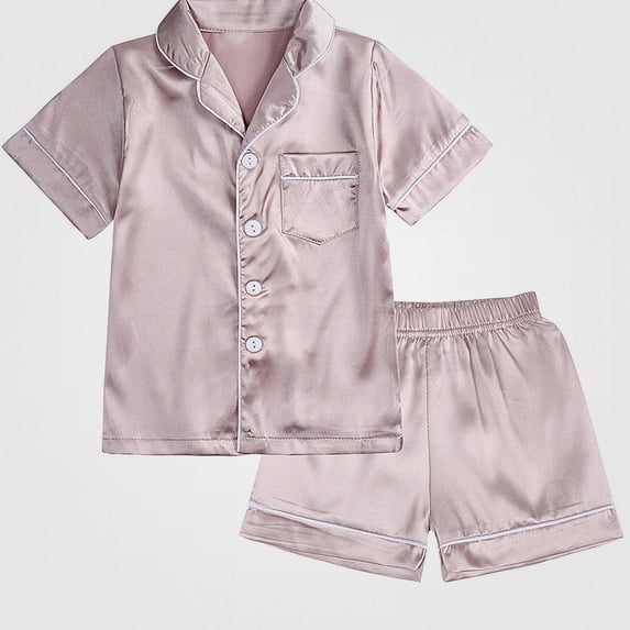 Crunowin Boys And Girls Outfit Sets Soft Short Sleeve Round Neck Top and Elastic Waist Shorts Breathable Sleepwear Khaki Size 12
