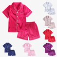 thumbnail image 1 of Crunowin Boys And Girls Outfit Sets Soft Short Sleeve Round Neck Top and Elastic Waist Shorts Breathable Sleepwear Red Size 2T, 1 of 9