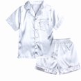 thumbnail image 1 of Crunowin Boys And Girls Outfit Sets Soft Short Sleeve Round Neck Top and Elastic Waist Shorts Breathable Sleepwear Silver Size 7, 1 of 8