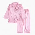 thumbnail image 1 of Crunowin Boys And Girls Outfit Sets Soft Silk-Look Long Sleeve Round Neck Top and Elastic Waist Long Pants Breathable Sleepwear Pink Size 12M, 1 of 8