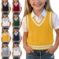 thumbnail image 1 of Crunowin Boys And Girls School Uniform Knit Sweater Vest V-Neck Sleeveless Spring Fall Pullover Tops Navy Size 3T, 1 of 9
