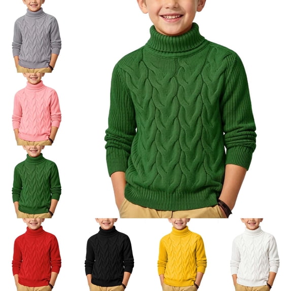 Crunowin Boys And Girls School Uniform Turtleneck Sweater Fall Winter Collegiate Kids Casual Tops Yellow Size 1T