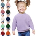 thumbnail image 1 of Crunowin Boys And Girls Stretchy Knit Sweater Crew Neck Long Sleeve Elastic Comfortable Fall Winter Kids Casual Tops Purple Size 2T, 1 of 7