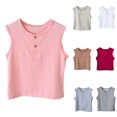 thumbnail image 1 of Crunowin Boys And Girls Summer Tank Tops Solid Color Sleeveless Button Casual Cotton Round Neck Everyday Top Gray Size 3T, 1 of 5