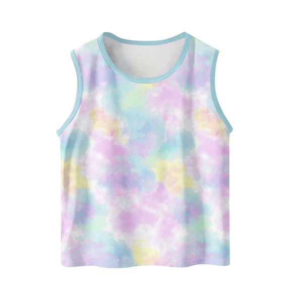 Crunowin Boys And Girls Summer Tank Tops Tie Dye Gradient Sleeveless Round Neck Trendy Casual Top Multicolor Size 10