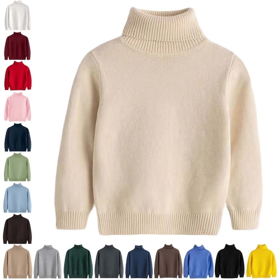 Crunowin Boys And Girls Turtleneck Cotton Sweater Solid Color Lightweight Pullover Kids Layering Tops Light Blue Size 8