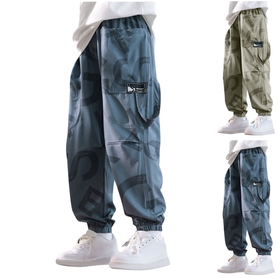 Crunowin Boys Cargo Pants, Mosquito Repellent Ice Silk Quick Dry Pockets Sport Pants Size 12