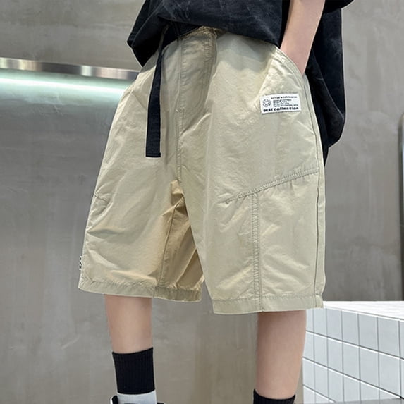 Crunowin Boys Cargo Shorts With Big Pockets Lightweight Fabric Casual Loose Summer Everyday Shorts Khaki Size 13 Years