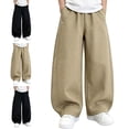 thumbnail image 1 of Crunowin Boys Casual Wide Leg Pants, Cotton Loose Sporty Lightweight Kids Everyday Trousers Khaki 5-6 T, 1 of 10