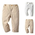 thumbnail image 1 of Crunowin Boys Chino Pants, Classic School Comfort Everyday & Formal Kids Suit Pants Khaki 3T, 1 of 4
