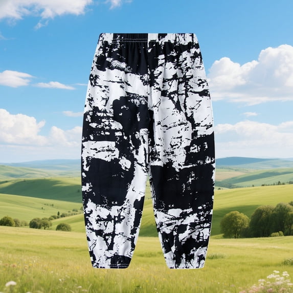 Crunowin Boys Cotton Pants Loose Cuffed Bottom Mosquito Repellent Design Lightweight Casual Pants Black Size 4T