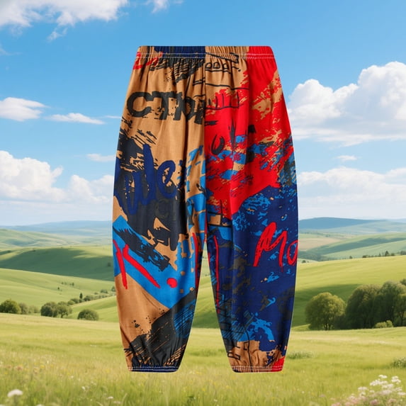 Crunowin Boys Cotton Pants Loose Cuffed Bottom Mosquito Repellent Design Lightweight Casual Pants Red Size 4T