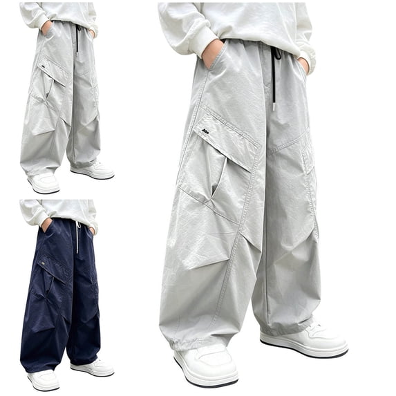Crunowin Boys Lightweight Sport Sweatpants, Cargo With Large Pockets lightweight Kids Fall Winter Pants Navy 13-14 T