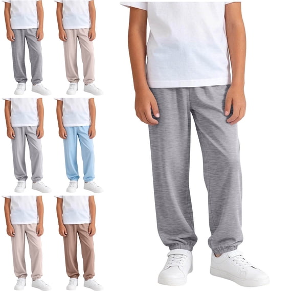 Crunowin Boys Modal Lounge Pants, Lightweight Elastic Waist Cuffed Kids Fall Winter Pants Dark Gray 15-16 T
