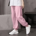 thumbnail image 1 of Crunowin Boys Sport Cargo Pants Lightweight Cuffed Bottom Mosquito Repellent Striped Letter Casual Outdoor Pants Pink Size 13, 1 of 7
