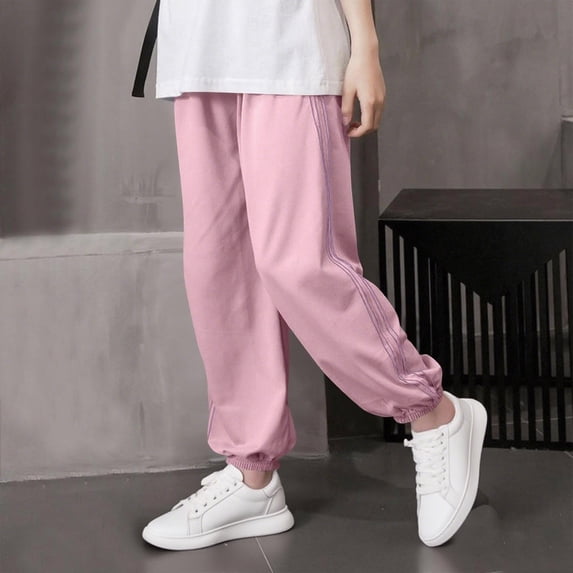 Crunowin Boys Sport Cargo Pants Lightweight Cuffed Bottom Mosquito Repellent Striped Letter Casual Outdoor Pants Pink Size 13