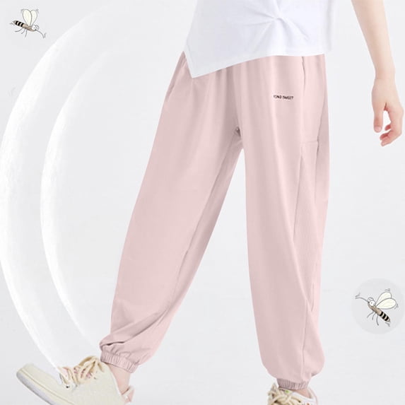 Crunowin Boys Sport Pants UV Protection Solid Color Lightweight Cuffed Bottom Mosquito Repellent Casual Outdoor Pants Pink Size 11