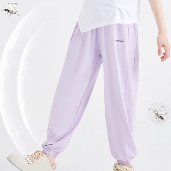 Crunowin Boys Sport Pants UV Protection Solid Color Lightweight Cuffed Bottom Mosquito Repellent Casual Outdoor Pants Purple Size 14
