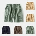thumbnail image 1 of Crunowin Boys Summer Cotton Shorts Pockets Solid Color Trendy Casual Everyday Comfort Shorts Navy Size 4T, 1 of 4