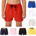 thumbnail image 1 of Crunowin Boys Summer Shorts Solid Color Lightweight Drawstring Waist Casual Sporty Shorts Red Size 3T, 1 of 7