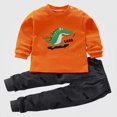 thumbnail image 1 of Crunowin Boys and Girls Cotton Outfit Sets Lightweight T-Shirt Graphic Long Sleeve Round Neck Top and Elastic Waist Long Pants Orange Size 4T, 1 of 2