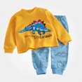 thumbnail image 1 of Crunowin Boys and Girls Cotton Outfit Sets Lightweight T-Shirt Graphic Long Sleeve Round Neck Top and Elastic Waist Long Pants Yellow Size 3T, 1 of 2