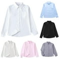 thumbnail image 1 of Crunowin Boys and Girls Cotton Shirt, Solid Color Pocket Button Long Sleeve Casual Tops Black 12, 1 of 4