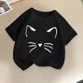 thumbnail image 1 of Crunowin Boys and Girls Short Sleeve T-Shirt Round Neck Cat Print Summer Everyday Look Leisure Comfort Top Black Size 4/6, 1 of 8