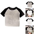 thumbnail image 1 of Crunowin Boys and Girls Short Sleeve T-Shirt Round Neck Color Block Design Summer Lightweight Base Layer Top Gray Size 1T, 1 of 4