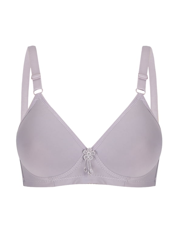 Bra For Seniors Front Closure for Women, Soft Casual Bra Plus Size Wire Free Lingerie Purple 2XL