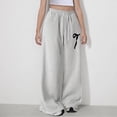 thumbnail image 1 of Crunowin Girls Cargo Pants Drawstring Bow Detail Elastic Waist Utility Wide Leg Fashionable Everyday Pants Gray Size 11, 1 of 4