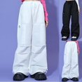 thumbnail image 1 of Crunowin Girls Cotton Cargo Pants, Solid Color Multi Pockets Loose Fit Spring Utility Casual Pants for School Ages 6–12 Size 9, 1 of 5