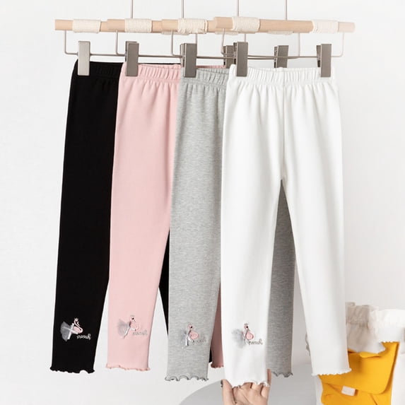 Crunowin Girls Cotton Leggings 4-Way Stretch Buttery Soft High-Waisted Comfort White Size 6