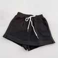 thumbnail image 1 of Crunowin Girls Cotton Shorts With Liner Anti-Slip Design Elastic Waist Drawstring Solid Color Summer Casual Pants Black Size 7 Years, 1 of 3