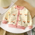 thumbnail image 1 of Crunowin Girls Cozy Cardigans Cherry Print Round Neck Spring Fall Comfortable Casual Sweaters Beige Size 4 Years, 1 of 3