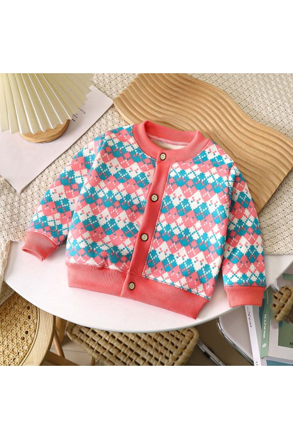 Girls Cozy Cardigans Colorblock Thick Knit Spring Fall Comfortable Comfort Sweaters Pink Size 7 Years