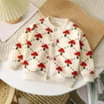 thumbnail image 1 of Crunowin Girls Cozy Cardigans Mushroom Print Round Neck Spring Fall Comfortable Casual Sweaters Beige Size 3 Years, 1 of 3