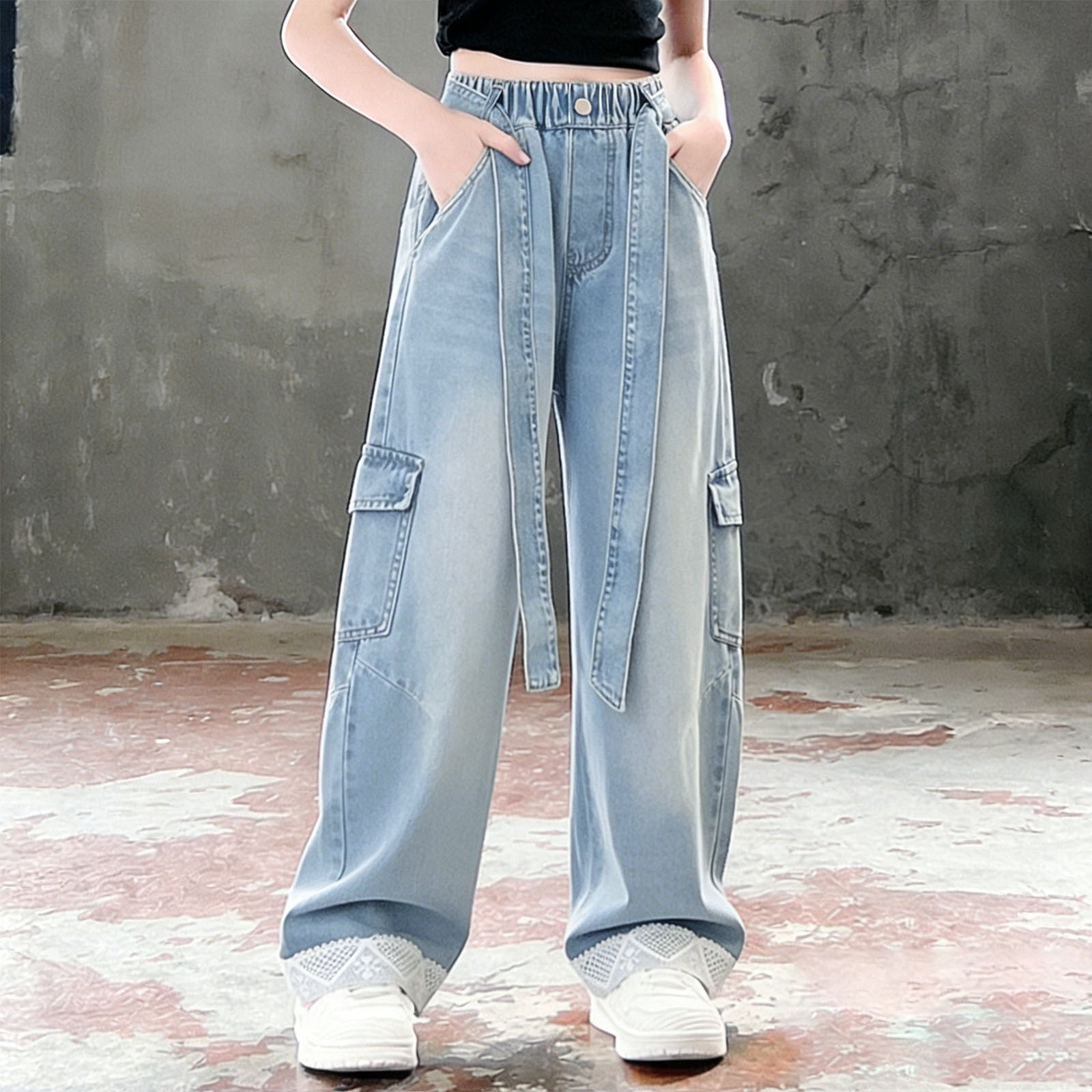 NAME IT KIDS wide leg jeans NKFROSE black