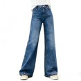 thumbnail image 1 of Crunowin Girls Denim Pants, Spring Fall Fashion Straight Wide Leg Casual Jeans Size 4T, 1 of 7