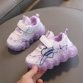 thumbnail image 1 of Crunowin Girls' Glow-in-Dark Sport Shoes Flower Pattern Non-Slip Sole Breathable Fabric Soft Sole Casual Sneakers Purple Size 9, 1 of 5