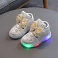 thumbnail image 1 of Crunowin Girls' Glowing Light-Up Shoes Bowknot Princess Style Soft Sole Casual Comfortable Walking & Dance Shoes Gold Size 6 Months, 1 of 5