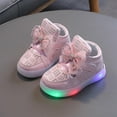 thumbnail image 1 of Crunowin Girls' Glowing Light-Up Shoes Bowknot Princess Style Soft Sole Casual Comfortable Walking & Dance Shoes Pink Size 7 Years, 1 of 9