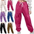 thumbnail image 1 of Crunowin Girls Kids Cargo Pants Functional Side Pockets Relaxed Fit Spring Fall Hot Pink Size 6, 1 of 9