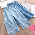 thumbnail image 1 of Crunowin Girls Kids Summer Wide Leg Jeans Lightweight Denim Straight Leg Loose Fit Breathable Cotton Blend Light Blue Size 6, 1 of 4
