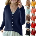 thumbnail image 1 of Crunowin Girls Knit Cardigans V Neck Fall Winter Lightweight Comfortable Sweaters Orange Size 8-9 Years, 1 of 4