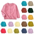 thumbnail image 1 of Crunowin Girls Lightweight Cotton Cardigans Round Neck Long Sleeve Fall Winter Casual Comfortable Tops Navy Size 3-4 Years, 1 of 7